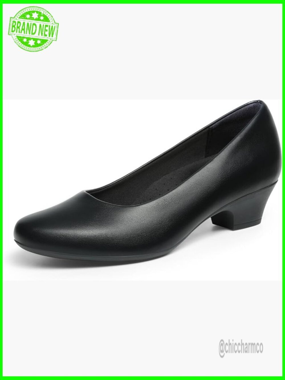 Chunky Closed Toe Low Block Heel Pumps, Comfort Slip On Work Heels